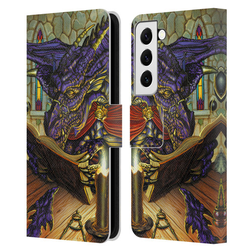 Ed Beard Jr Dragons A Good Book Leather Book Wallet Case Cover For Samsung Galaxy S22 5G