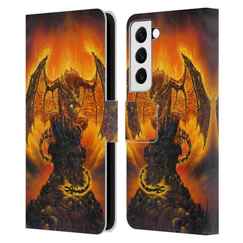 Ed Beard Jr Dragons Harbinger Of Fire Leather Book Wallet Case Cover For Samsung Galaxy S22 5G