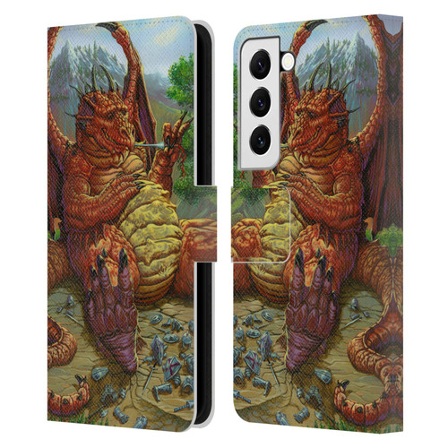 Ed Beard Jr Dragons Lunch With A Toothpick Leather Book Wallet Case Cover For Samsung Galaxy S22 5G