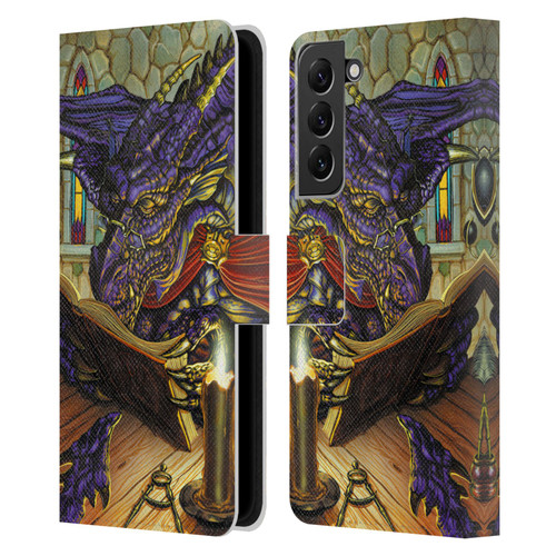 Ed Beard Jr Dragons A Good Book Leather Book Wallet Case Cover For Samsung Galaxy S22+ 5G