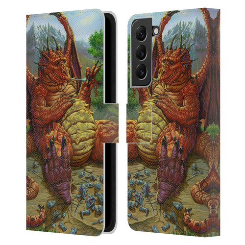 Ed Beard Jr Dragons Lunch With A Toothpick Leather Book Wallet Case Cover For Samsung Galaxy S22+ 5G