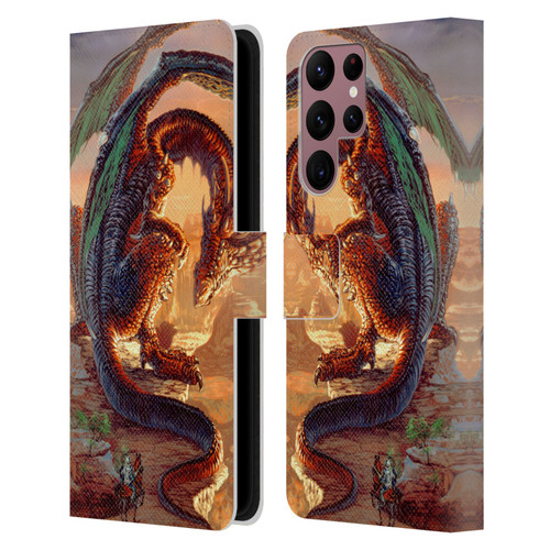 Ed Beard Jr Dragons Bravery Misplaced Leather Book Wallet Case Cover For Samsung Galaxy S22 Ultra 5G