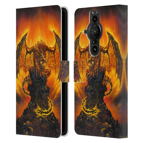 Ed Beard Jr Dragons Harbinger Of Fire Leather Book Wallet Case Cover For Sony Xperia Pro-I