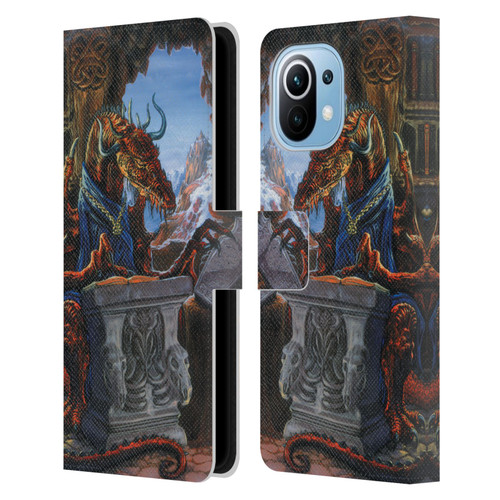 Ed Beard Jr Dragons Ancient Scholar Leather Book Wallet Case Cover For Xiaomi Mi 11