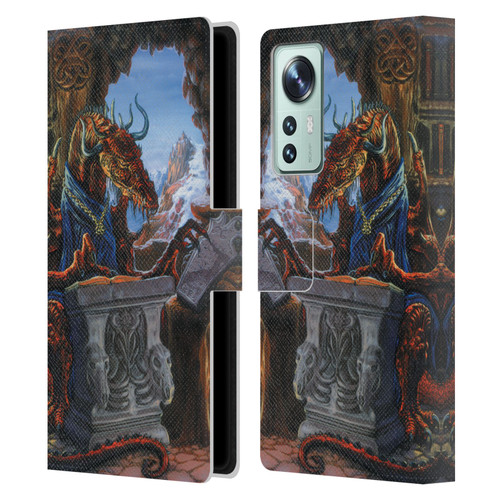 Ed Beard Jr Dragons Ancient Scholar Leather Book Wallet Case Cover For Xiaomi 12
