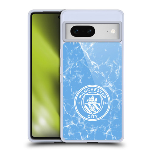 Manchester City Man City FC Marble Badge Blue White Mono Soft Gel Case for Google Pixel 7