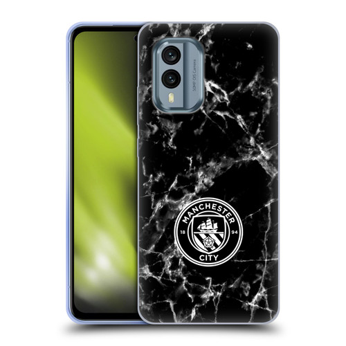 Manchester City Man City FC Marble Badge Black White Mono Soft Gel Case for Nokia X30