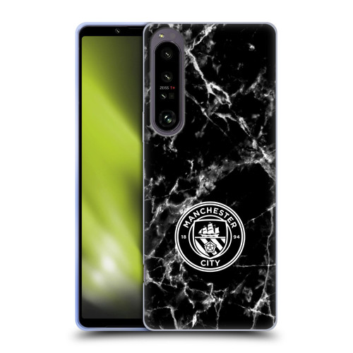 Manchester City Man City FC Marble Badge Black White Mono Soft Gel Case for Sony Xperia 1 IV
