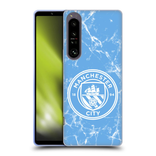Manchester City Man City FC Marble Badge Blue White Mono Soft Gel Case for Sony Xperia 1 IV