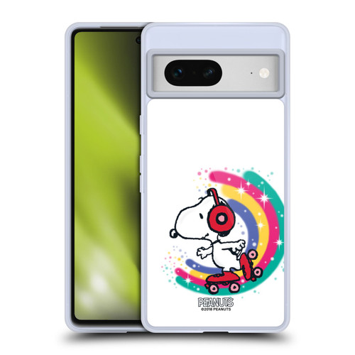 Peanuts Snoopy Boardwalk Airbrush Colourful Skating Soft Gel Case for Google Pixel 7