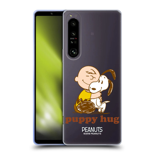 Peanuts Snoopy Hug Charlie Puppy Hug Soft Gel Case for Sony Xperia 1 IV