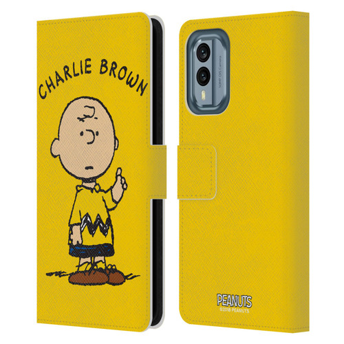 Peanuts Characters Charlie Brown Leather Book Wallet Case Cover For Nokia X30