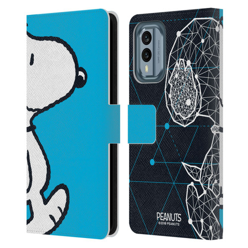 Peanuts Halfs And Laughs Snoopy Geometric Leather Book Wallet Case Cover For Nokia X30