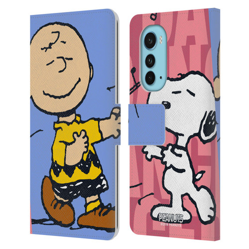 Peanuts Halfs And Laughs Snoopy & Charlie Leather Book Wallet Case Cover For Motorola Edge (2022)