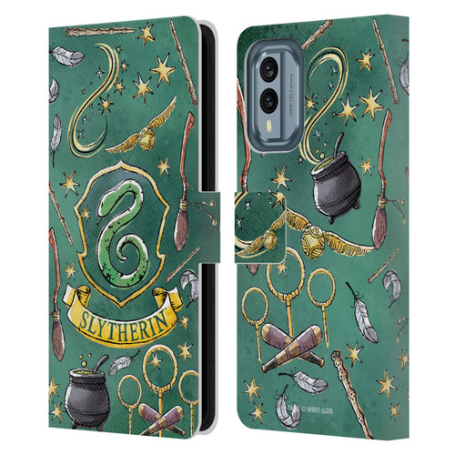 Harry Potter Deathly Hallows XIII Slytherin Pattern Leather Book Wallet Case Cover For Nokia X30