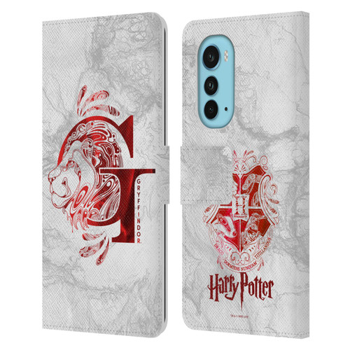 Harry Potter Deathly Hallows IX Gryffindor Aguamenti Leather Book Wallet Case Cover For Motorola Edge (2022)