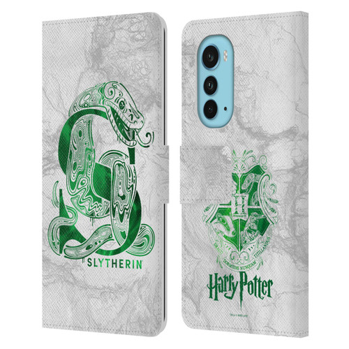 Harry Potter Deathly Hallows IX Slytherin Aguamenti Leather Book Wallet Case Cover For Motorola Edge (2022)