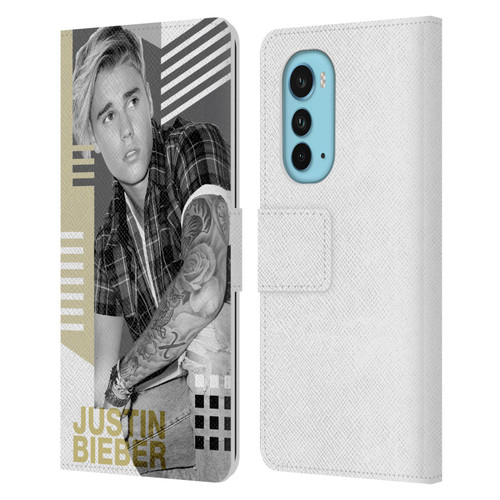 Justin Bieber Purpose B&w Calendar Geometric Collage Leather Book Wallet Case Cover For Motorola Edge (2022)