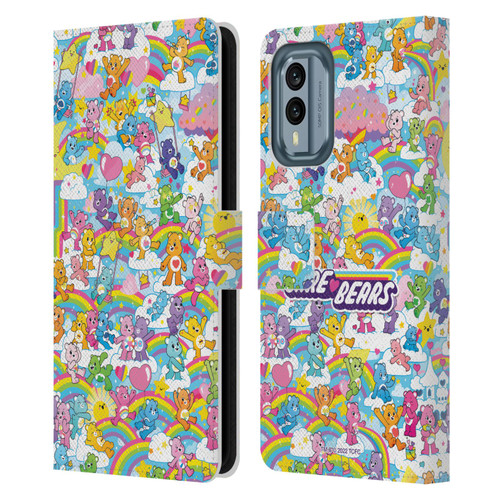 Care Bears 40th Anniversary Rainbow Leather Book Wallet Case Cover For Nokia X30