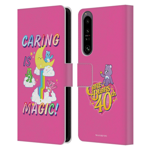 Care Bears 40th Anniversary Caring Is Magic Leather Book Wallet Case Cover For Sony Xperia 1 IV