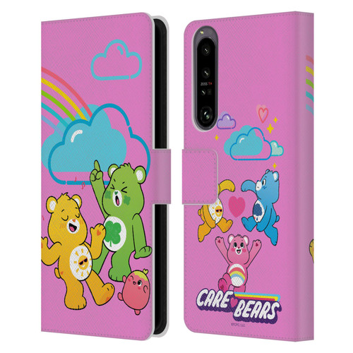 Care Bears Characters Funshine, Cheer And Grumpy Group Leather Book Wallet Case Cover For Sony Xperia 1 IV