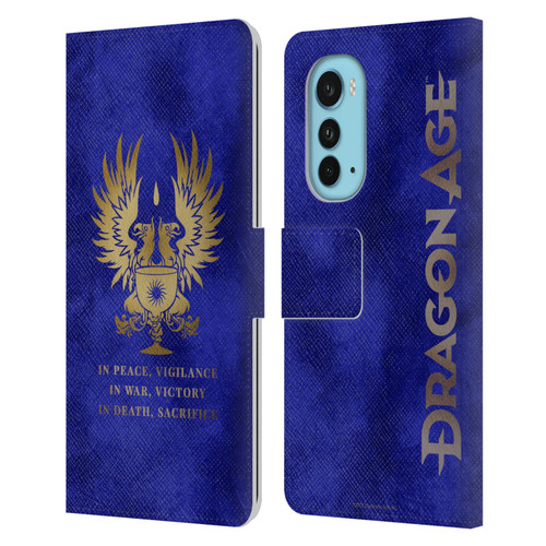 EA Bioware Dragon Age Heraldry Grey Wardens Gold Leather Book Wallet Case Cover For Motorola Edge (2022)