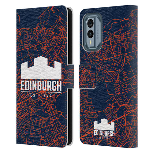 Edinburgh Rugby Graphics Map Leather Book Wallet Case Cover For Nokia X30