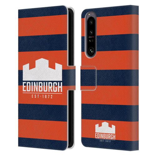 Edinburgh Rugby Graphics Stripes Leather Book Wallet Case Cover For Sony Xperia 1 IV