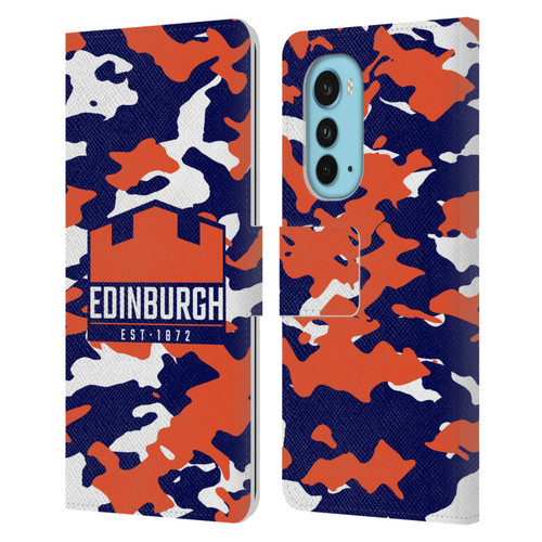 Edinburgh Rugby Logo 2 Camouflage Leather Book Wallet Case Cover For Motorola Edge (2022)