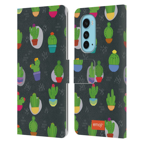 emoji® Cactus And Pineapple Pattern Leather Book Wallet Case Cover For Motorola Edge (2022)