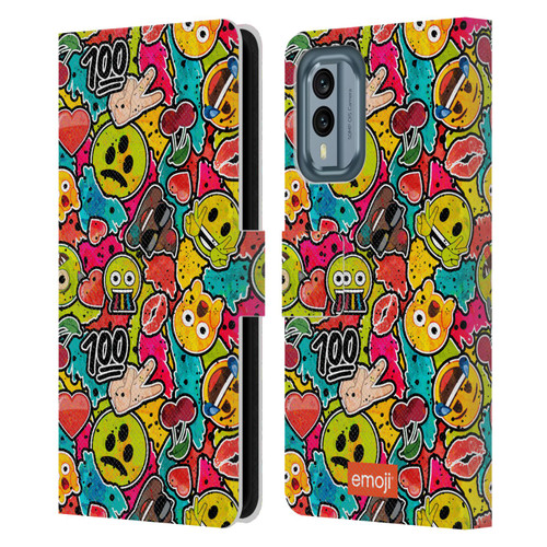 emoji® Graffiti Colours Leather Book Wallet Case Cover For Nokia X30