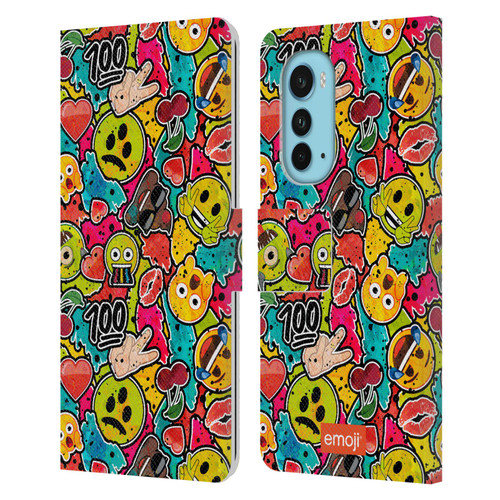 emoji® Graffiti Colours Leather Book Wallet Case Cover For Motorola Edge (2022)