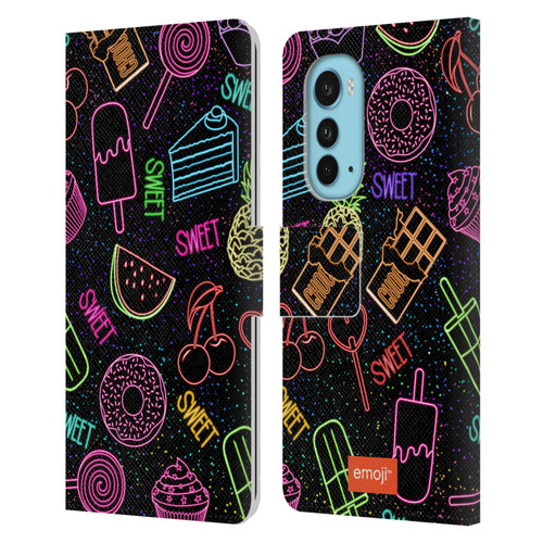 emoji® Neon Sweet Leather Book Wallet Case Cover For Motorola Edge (2022)