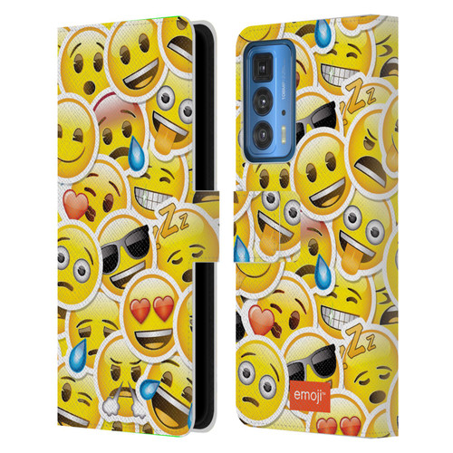 emoji® Smileys Stickers Leather Book Wallet Case Cover For Motorola Edge (2022)