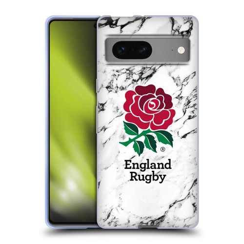 England Rugby Union Marble White Soft Gel Case for Google Pixel 7