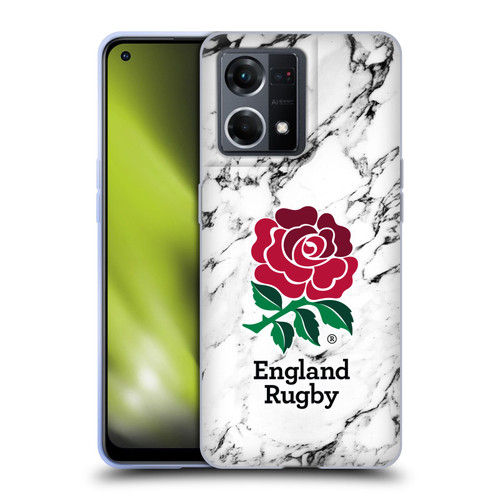 England Rugby Union Marble White Soft Gel Case for OPPO Reno8 4G