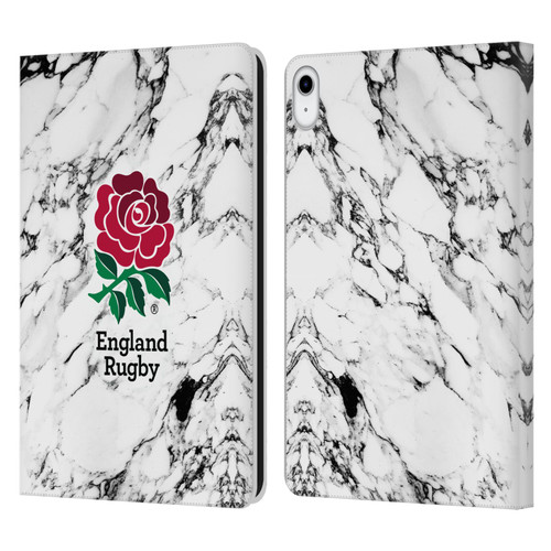 England Rugby Union Marble White Leather Book Wallet Case Cover For Apple iPad 10.9 (2022)