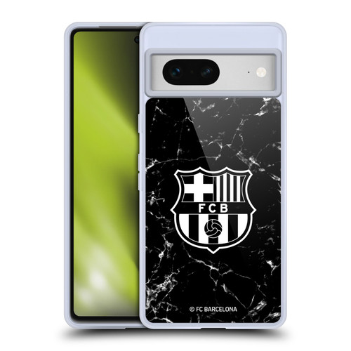 FC Barcelona Crest Patterns Black Marble Soft Gel Case for Google Pixel 7