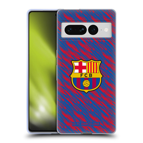 FC Barcelona Crest Patterns Glitch Soft Gel Case for Google Pixel 7 Pro