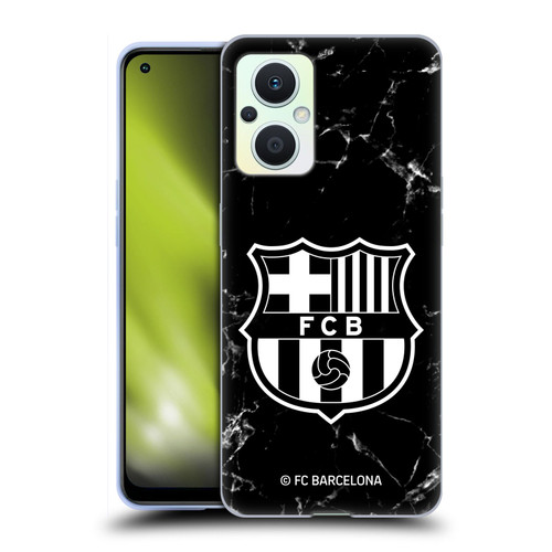 FC Barcelona Crest Patterns Black Marble Soft Gel Case for OPPO Reno8 Lite