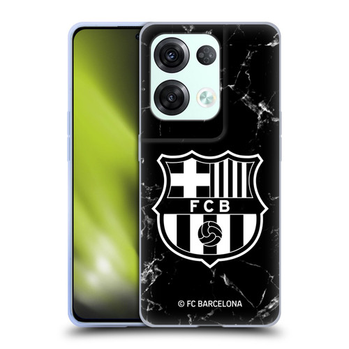 FC Barcelona Crest Patterns Black Marble Soft Gel Case for OPPO Reno8 Pro