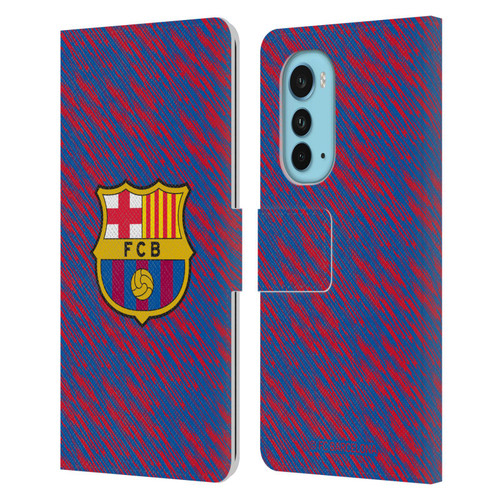 FC Barcelona Crest Patterns Glitch Leather Book Wallet Case Cover For Motorola Edge (2022)