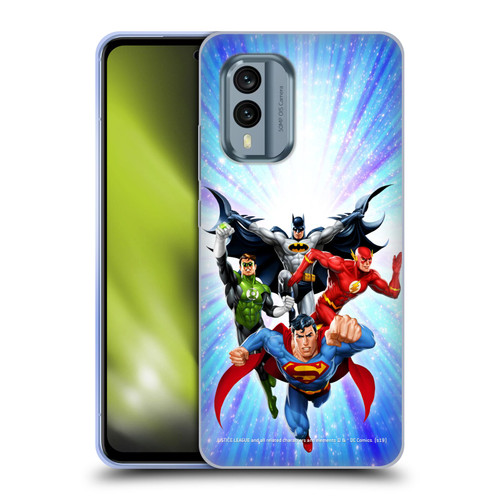Justice League DC Comics Airbrushed Heroes Blue Purple Soft Gel Case for Nokia X30
