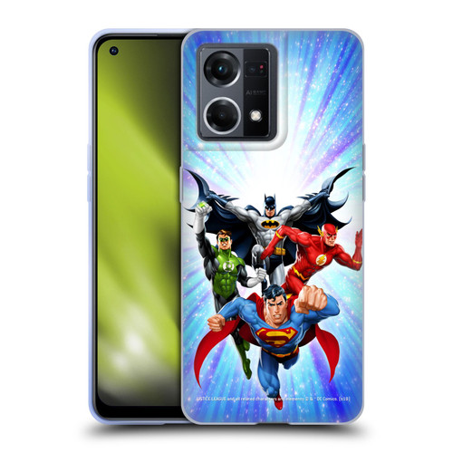 Justice League DC Comics Airbrushed Heroes Blue Purple Soft Gel Case for OPPO Reno8 4G