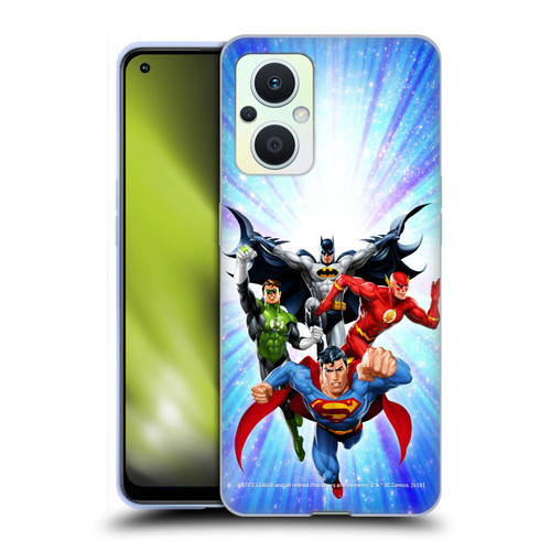Justice League DC Comics Airbrushed Heroes Blue Purple Soft Gel Case for OPPO Reno8 Lite