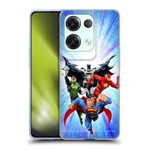 Justice League DC Comics Airbrushed Heroes Blue Purple Soft Gel Case for OPPO Reno8 Pro