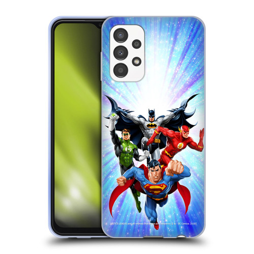 Justice League DC Comics Airbrushed Heroes Blue Purple Soft Gel Case for Samsung Galaxy A13 (2022)