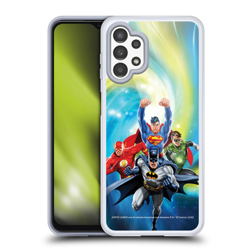 Justice League DC Comics Airbrushed Heroes Galaxy Soft Gel Case for Samsung Galaxy A13 (2022)