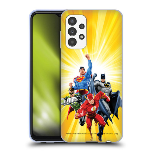 Justice League DC Comics Airbrushed Heroes Yellow Soft Gel Case for Samsung Galaxy A13 (2022)