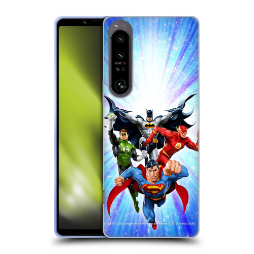 Justice League DC Comics Airbrushed Heroes Blue Purple Soft Gel Case for Sony Xperia 1 IV